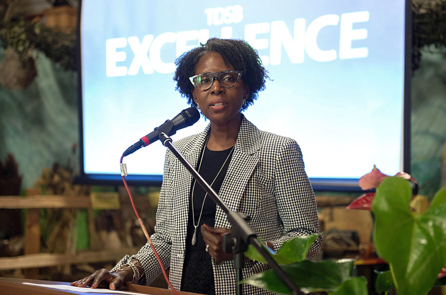 Director of Education Colleen Russell-Rawlins giving a welcome and greetings at the TDSB Excellence Awards ceremony. Open Gallery