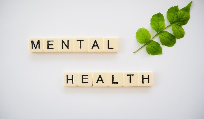 Mental Health spelled out with scrabble letters