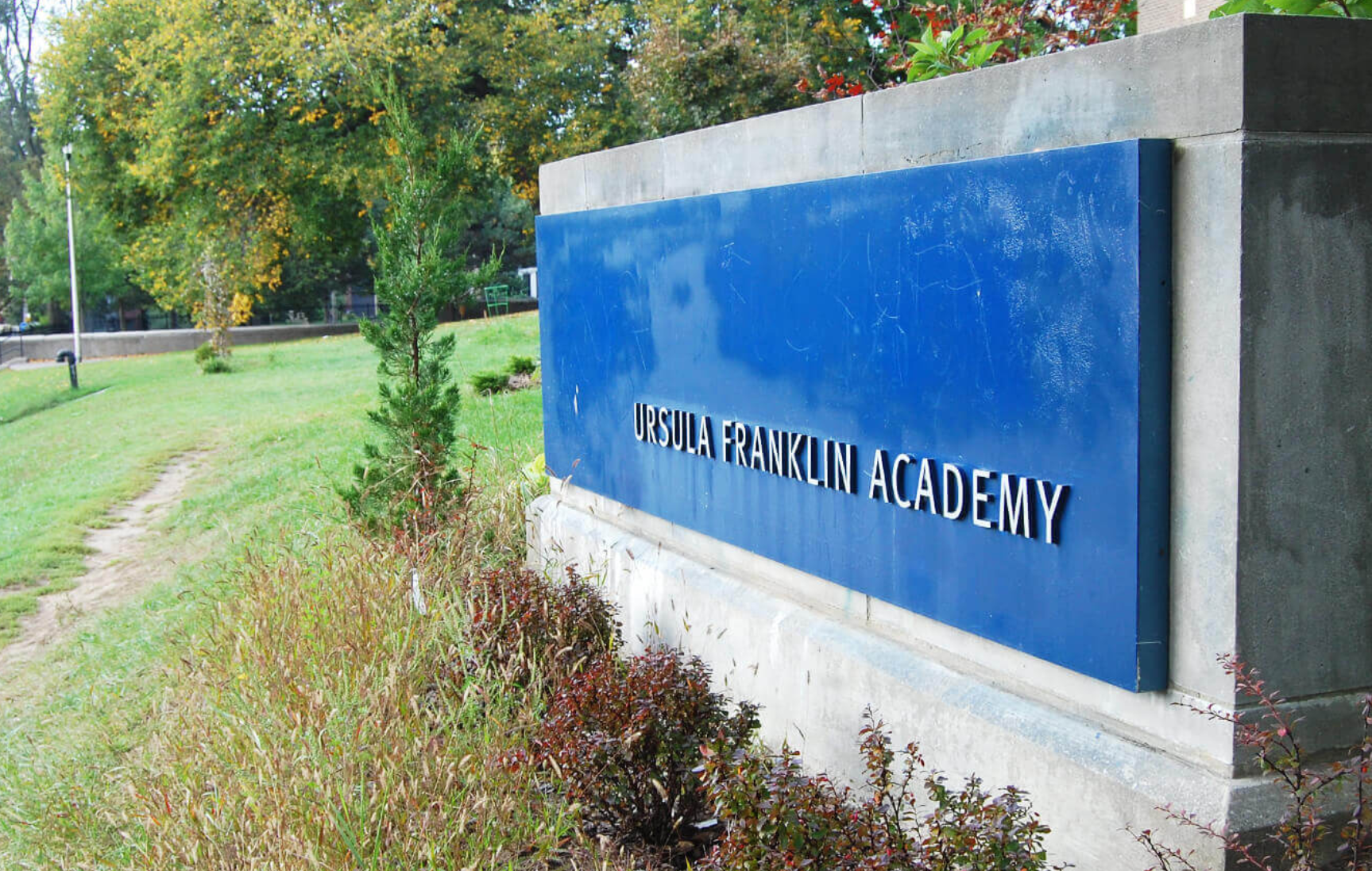 Ursula Franklin Academy's sign