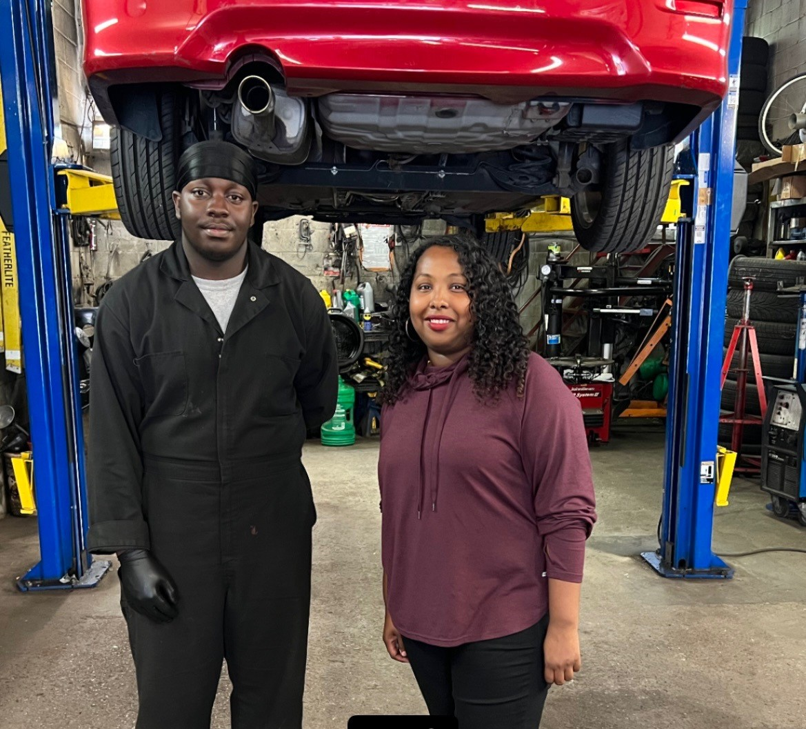 From left to right: Nathaniel Cato-Simms and Naiima Farah, Social Worker, Centre of Excellence for Black Student Achievement