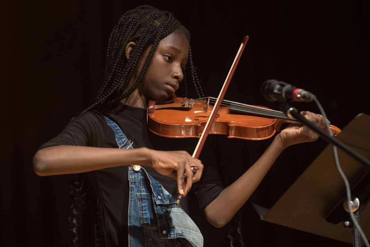 Student playing violin