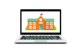 graphic of school on a computer screen