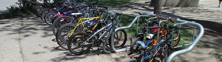 bikes locked to a rack