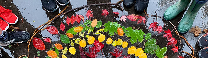 students making nature art